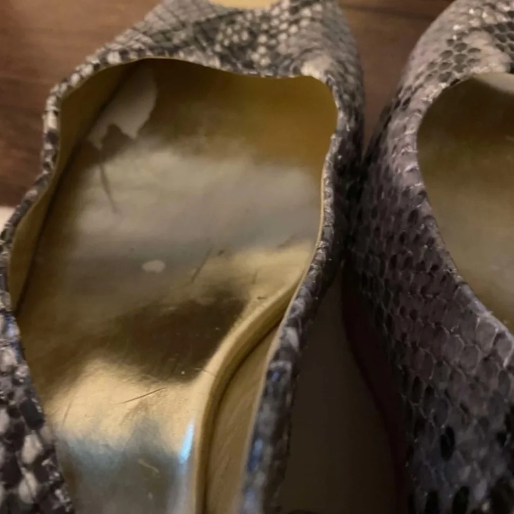 Jimmy Choo Snakeskin Peep Toe Wedges